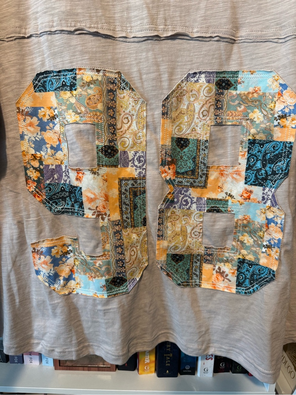 Beige Oversize Patchwork 98 Graphic Tee - Picture 4 of 5